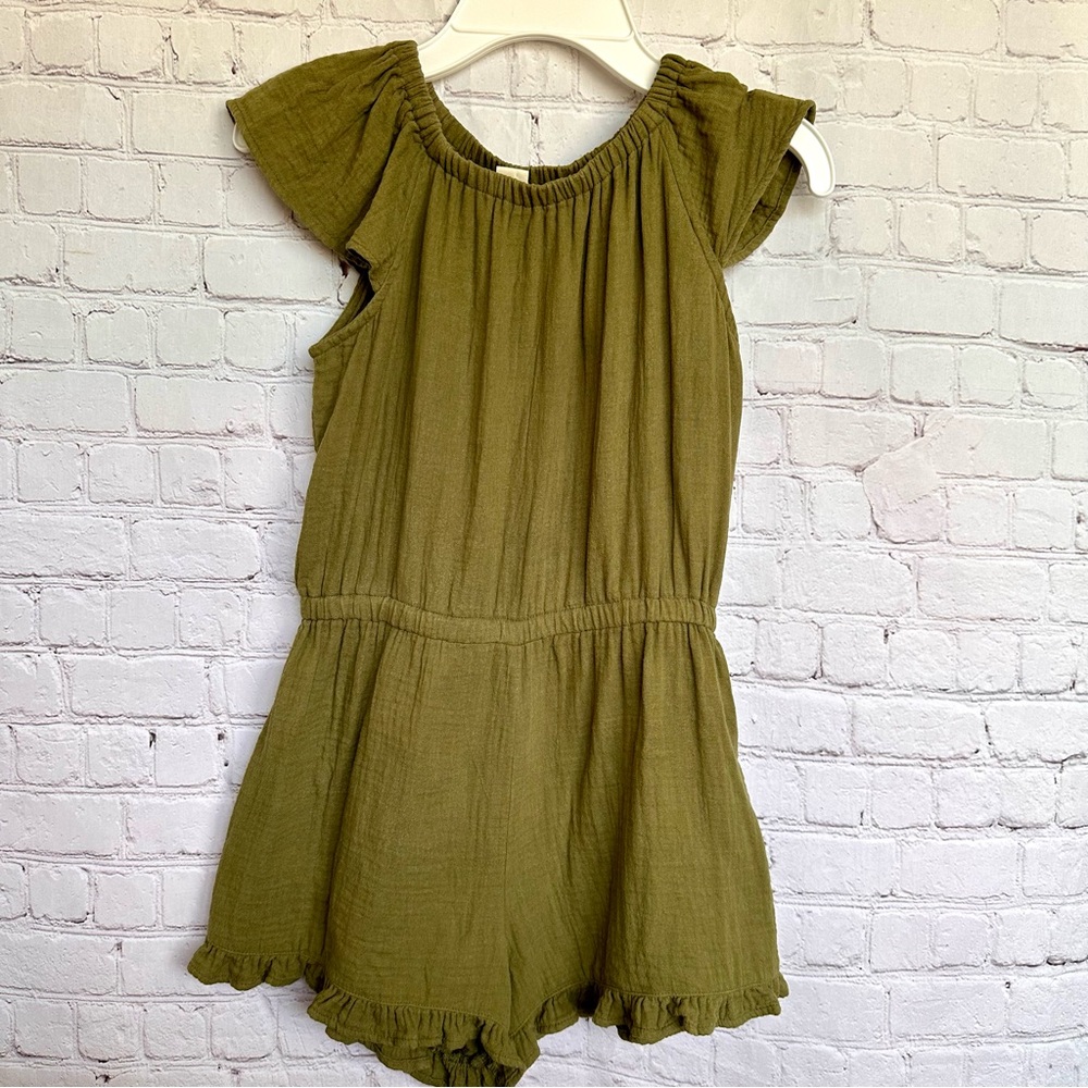 Crewcuts Girl Gauze Green Romper Size 8